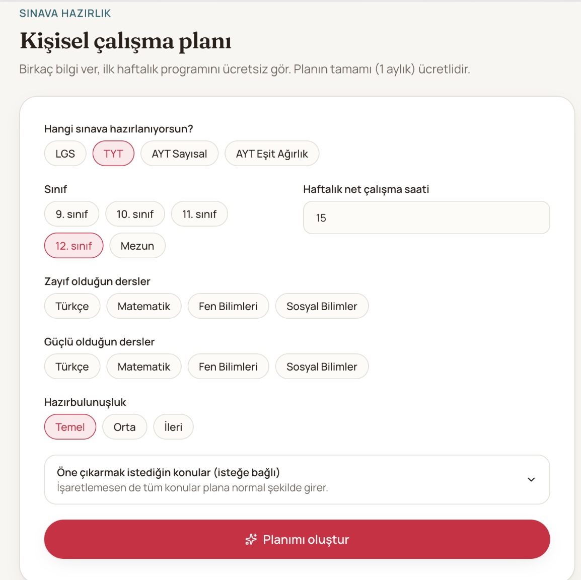 YKS DERS ÇALIŞMA PROGRAMI