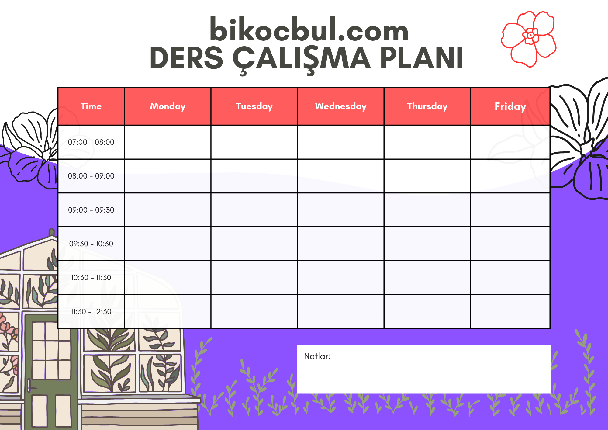 Ders çalışma programı (LGS, YKS ve Tüm Sınıflar)